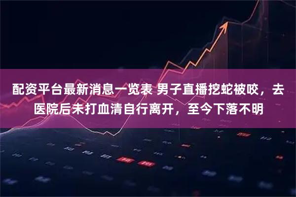 配资平台最新消息一览表 男子直播挖蛇被咬,去医院后未打血清自行离开,至今下落不明